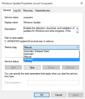 Disable Windows Update in Windows 10