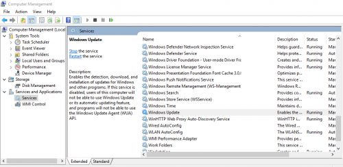 Windows Services Manager - Windows Update